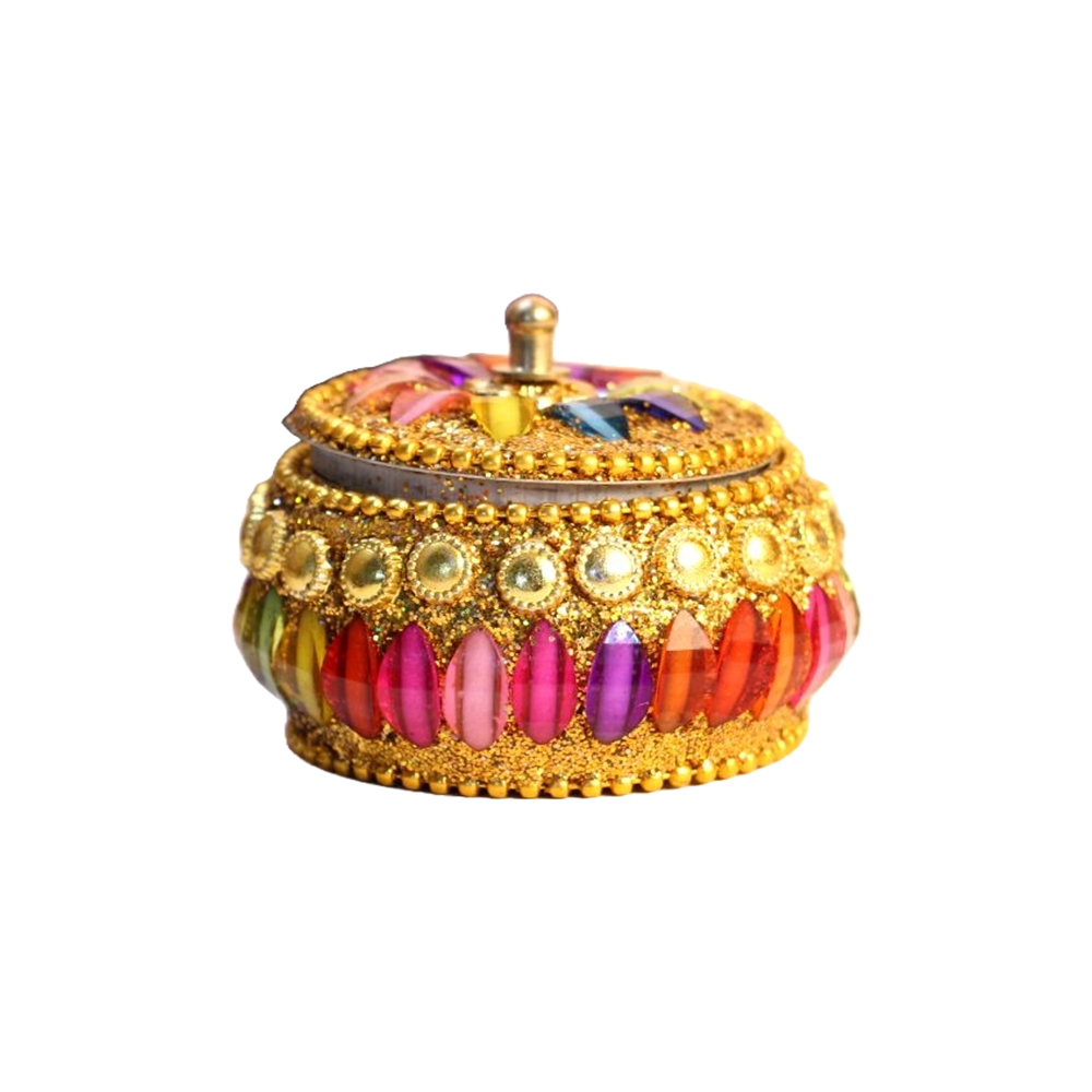 Metal Round Sindoor Box for Women, Gift Item